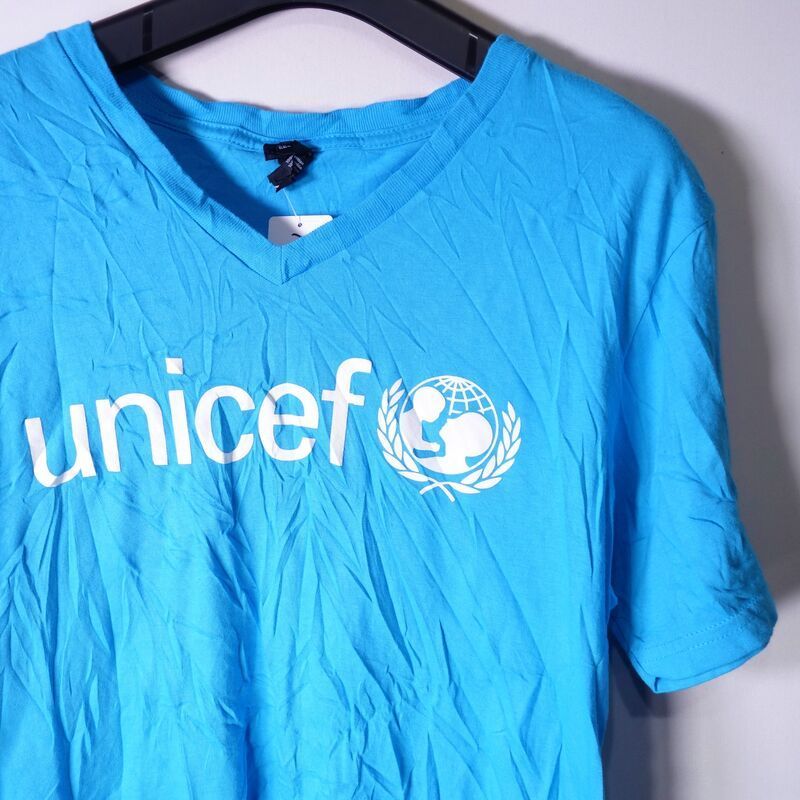 ユニセフ unicef Tシャツ 半袖 メンズ S Vネック バックプリントロゴ