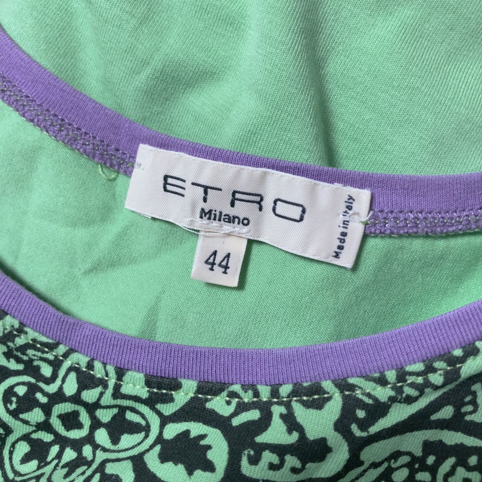 z1423 【美品】ETRO エトロ 半袖Tシャツ 柄シャツ 緑 グリーン
