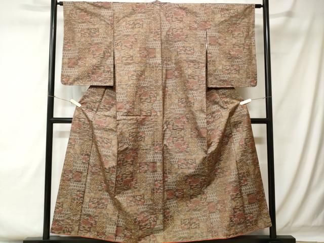 平和屋着物▽本場大島紬 単衣 縞吉祥文 証紙付き 正絹 逸品 CAAV0889ou