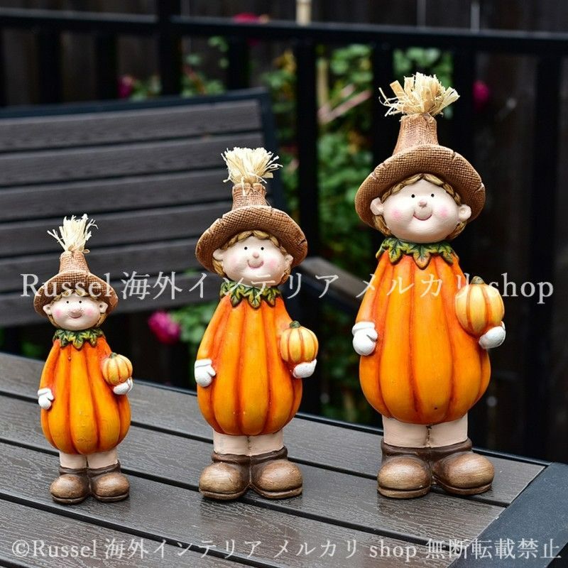 ガーデンオブジェ カボチャ 女の子 ハロウィン 陶器 庭 3個セット 置物 ガーデンオーナメント ガーデニング 雑貨 ガーデン雑貨 ガーデンインテリア ガーデン インテリア 庭の装飾 お洒落 おしゃれ 8-14
