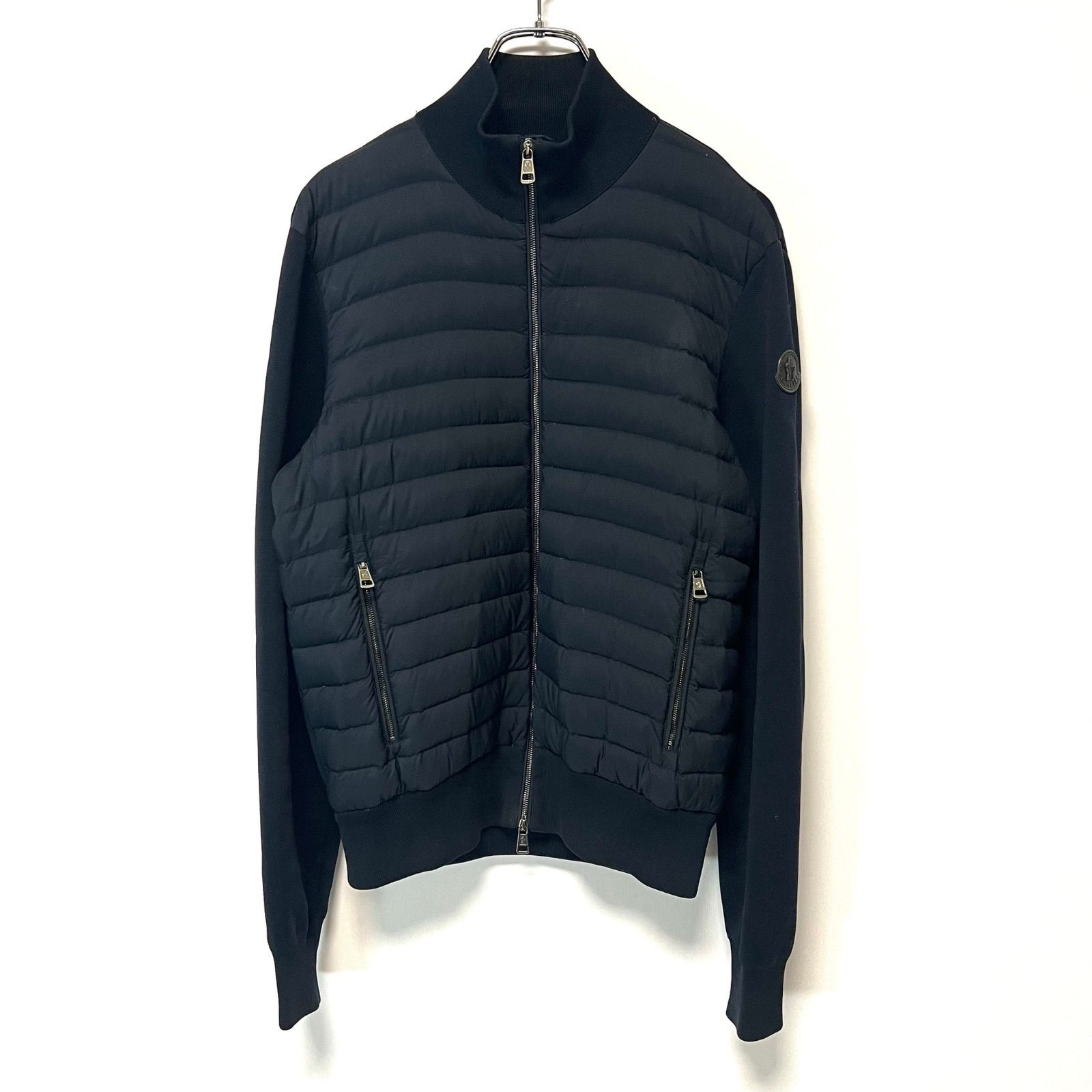 モンクレール　ダウンニット切替　カーディガン　ブラック ハイブリッドダウンニット MONCLER モンクレール ハイブリッド ダウンニット カーディガン