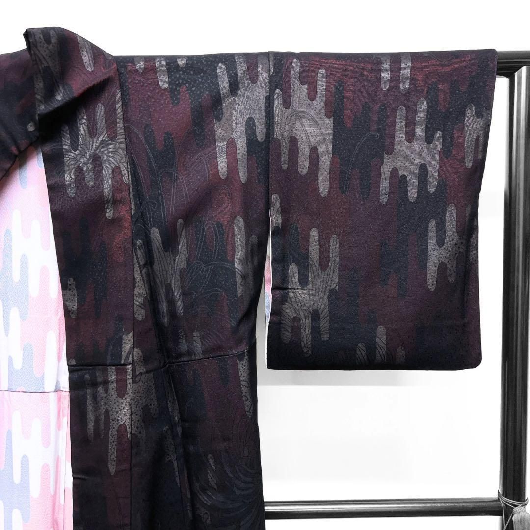 平和屋着物○上質な小紋 型染め 笹竹花文 正絹 逸品 未使用