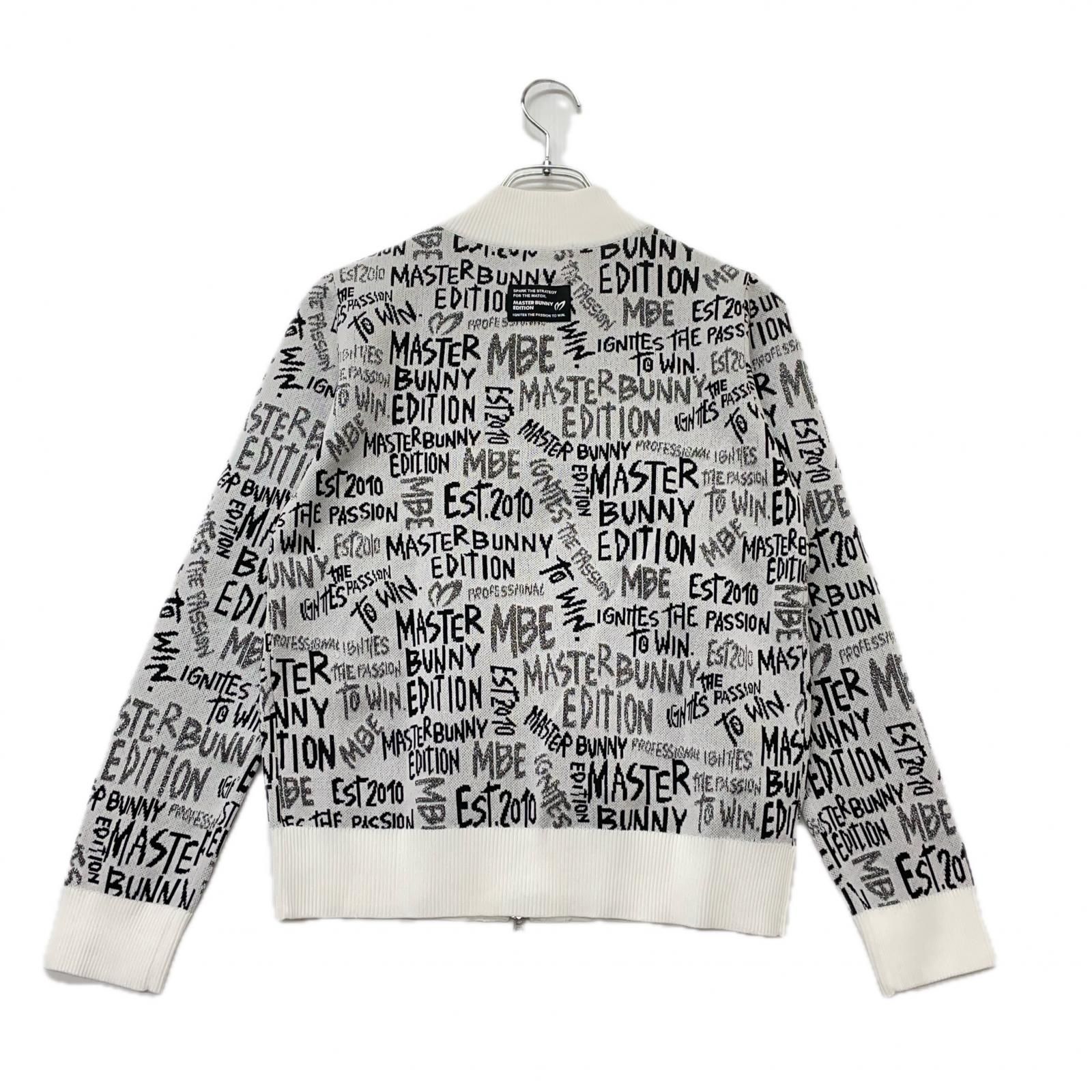 ♥品 レディース マスターバニーエディション MASTER BUNNY EDITION ニットアウター 0 S 白 ダブルジップ 手書き風 総柄