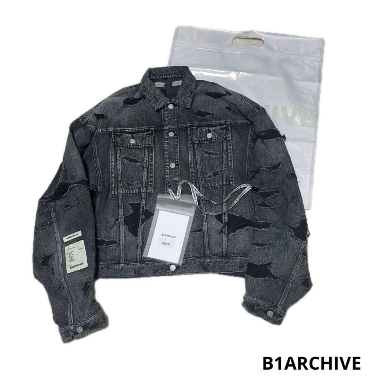 未使用ビーワンアーカイブガーゼリペア・ダメージ加工ブラックデニムジャケット