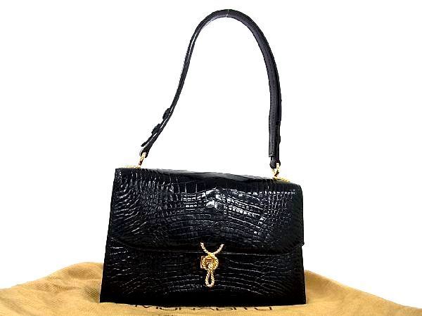■希少■極上■本物■美品■MORABITO モラビト プリンセス クロコダイル センター取り ハンドバッグ トート ショルダー ブラック系 AN8286 □希少□極上□本物□美品□MORABITO モラビト プリンセス