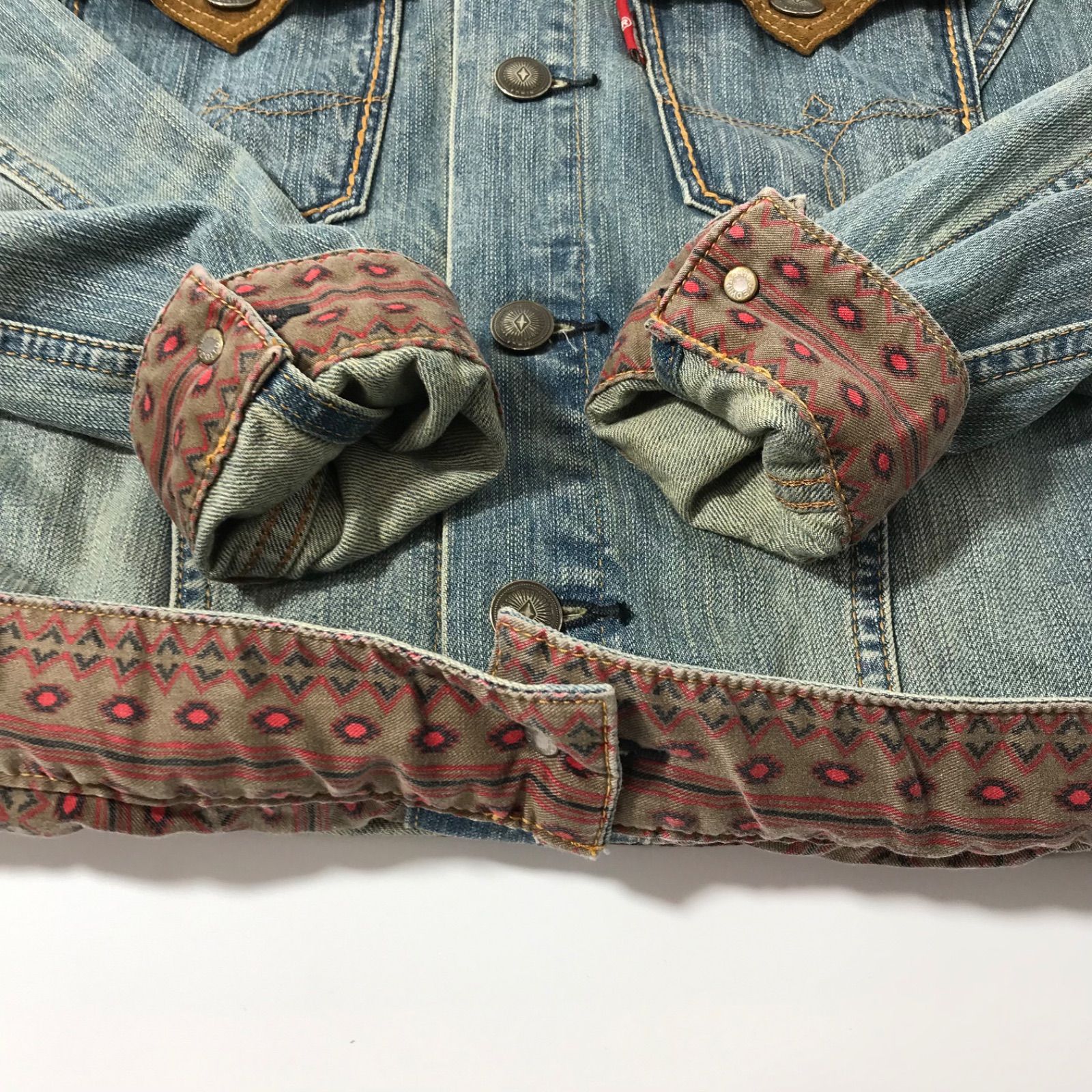 EDWIN】激レア デニムジャケット Gジャン 花柄刺繍 白 vintage