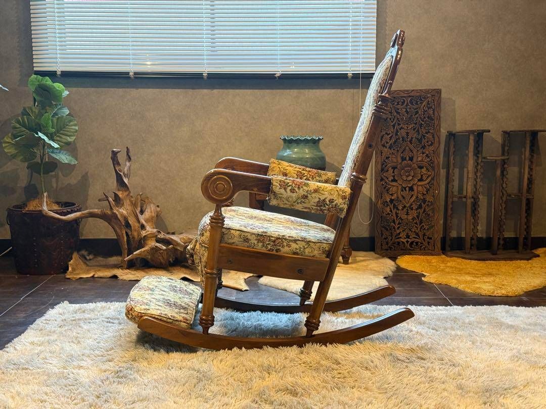 ロッキングチェア　ソファ　ゴブラン模様　アームチェア　ゆり椅子　ソファ　SZ ロッキングチェアソファゴブラン模様アームチェアゆり椅子ソファSZ