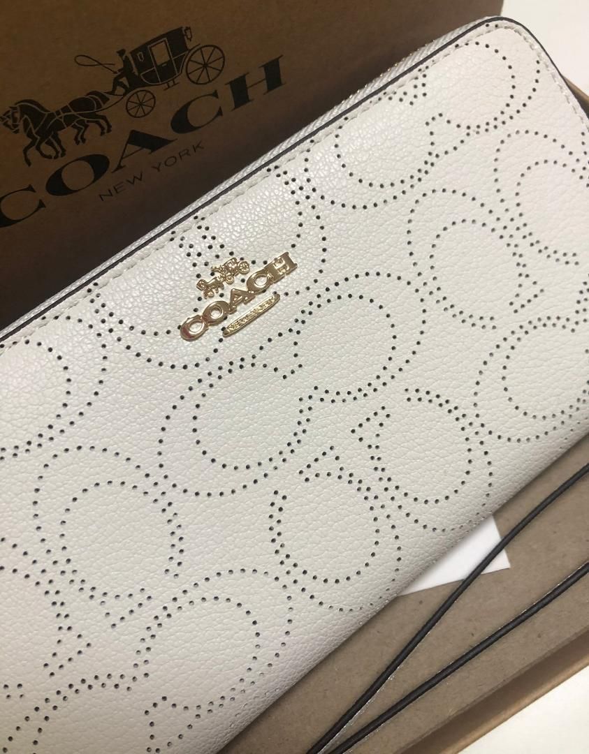 COACH コーチ 新品 ホワイト 長財布 レディース 財布 黒 086 - TR_Shop