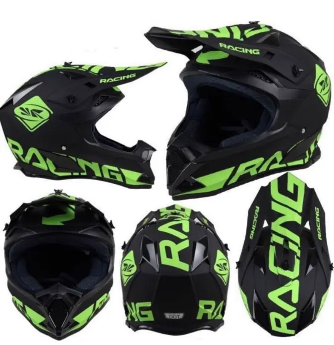 バイク　フルフェイス オンロードヘルメット　黒＆緑　M～XLサイズ選択可能！61-62cm標準装着