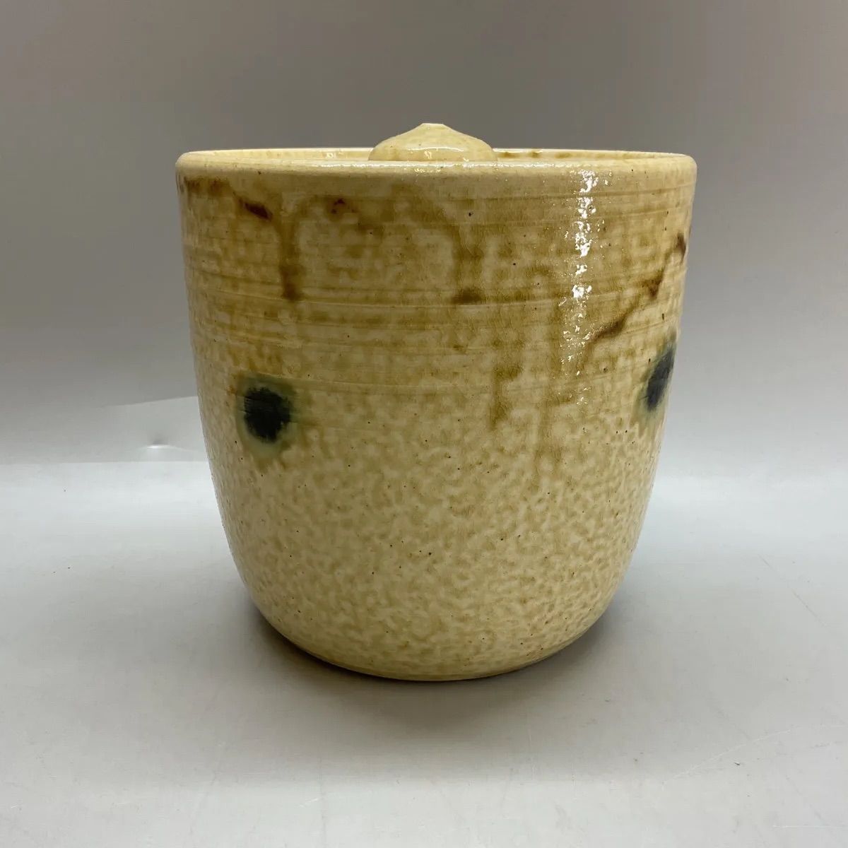 茶道具　黄瀬戸水指　加藤唐三郎作 茶道具・水指 】水指 黄瀬戸 一重口、加藤唐三郎作 - 茶道具