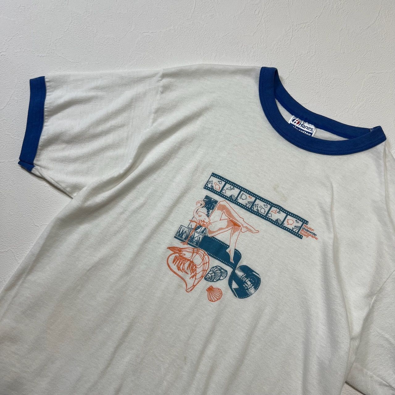 80年代　Hanes USA製　Laker's プリントTシャツ 70s USA製 Hanes マラソン Tシャツ XL 水色 両面プリント - メルカリ