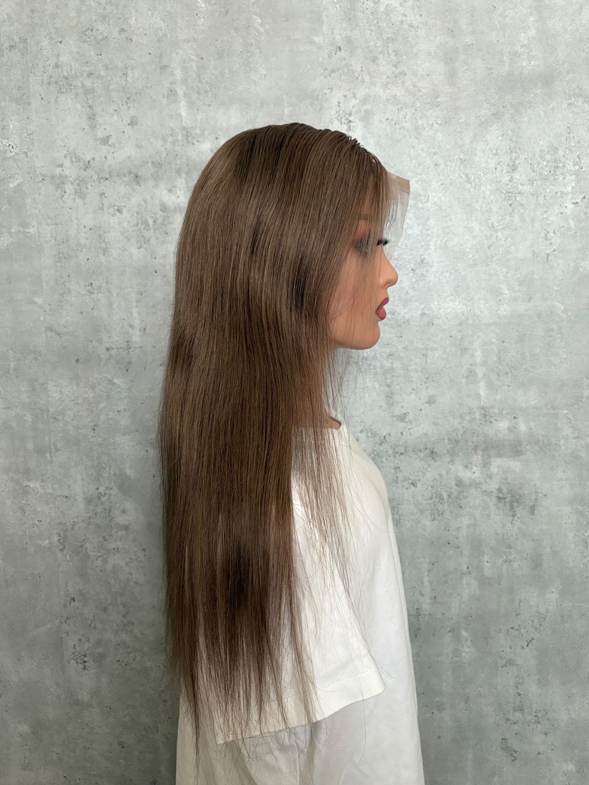 アッシュブラウン｜自然なもみあげ 耳掛けできる｜ロング｜オープン記念