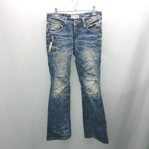 ◇ LOLITA JEANS ロリータジーンズ パッチ 刺? ステッチ ダメージ加工 デニムパンツ サイズ27 ブルー レディース E