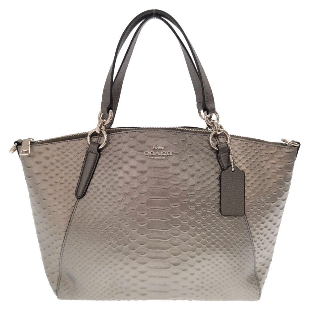 COACH (コーチ) 2WAY クロコ型押し ショルダー付きハンドバッグ 斜め 