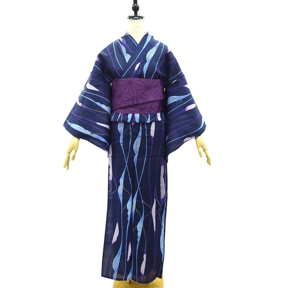 63【材料用】紺地/白地等綿浴衣12枚まとめ売り★手芸/裂織/裁縫/小物作り★ 10002969_2.jpg