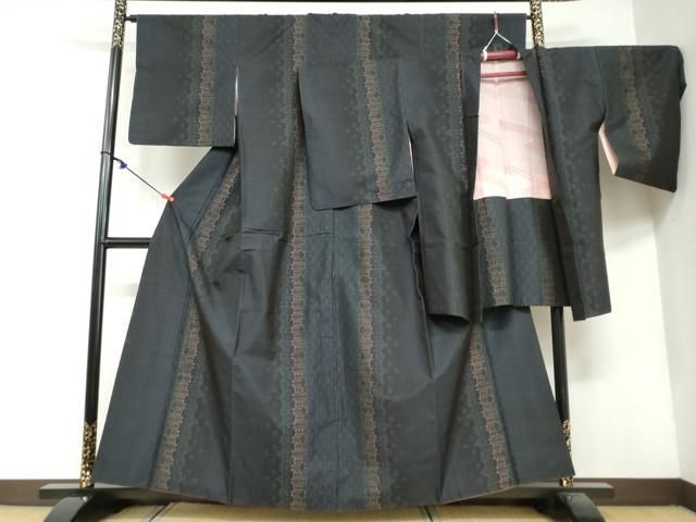 平和屋着物●本場大島紬 アンサンブル 草花間道 正絹 DAAY5258ud