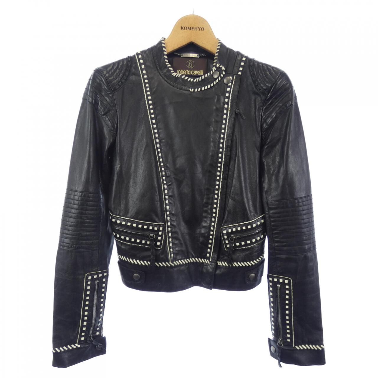 極美品 CAVALLI CLASS ロベルト カヴァリ レザー ジャケット ロベルトカヴァリ ROBERTO CAVALLI レザージャケット 極美品 CAVALLI