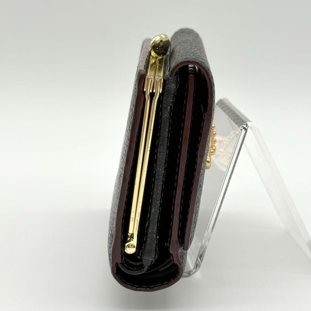 【美品】Vivienne EXECUTIVE 三つ折り財布 がま口 レザー 黒 美品】Vivienne EXECUTIVE 三つ折り財布 がま口 財布 黒色