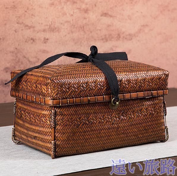 新品 収納かご おしゃれ竹籠　編み 収納箱　小物入れ　茶道＊お菓子入れ　竹工芸　可愛い良品