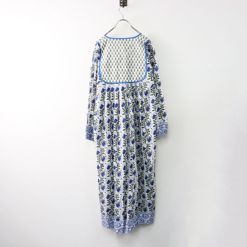 未使用 エスゼット ブロックプリント SZ Blockprints KITY DRESS キティドレス S/ホワイト ブルー フラワー ワンピース【2400014121483】  - メルカリ