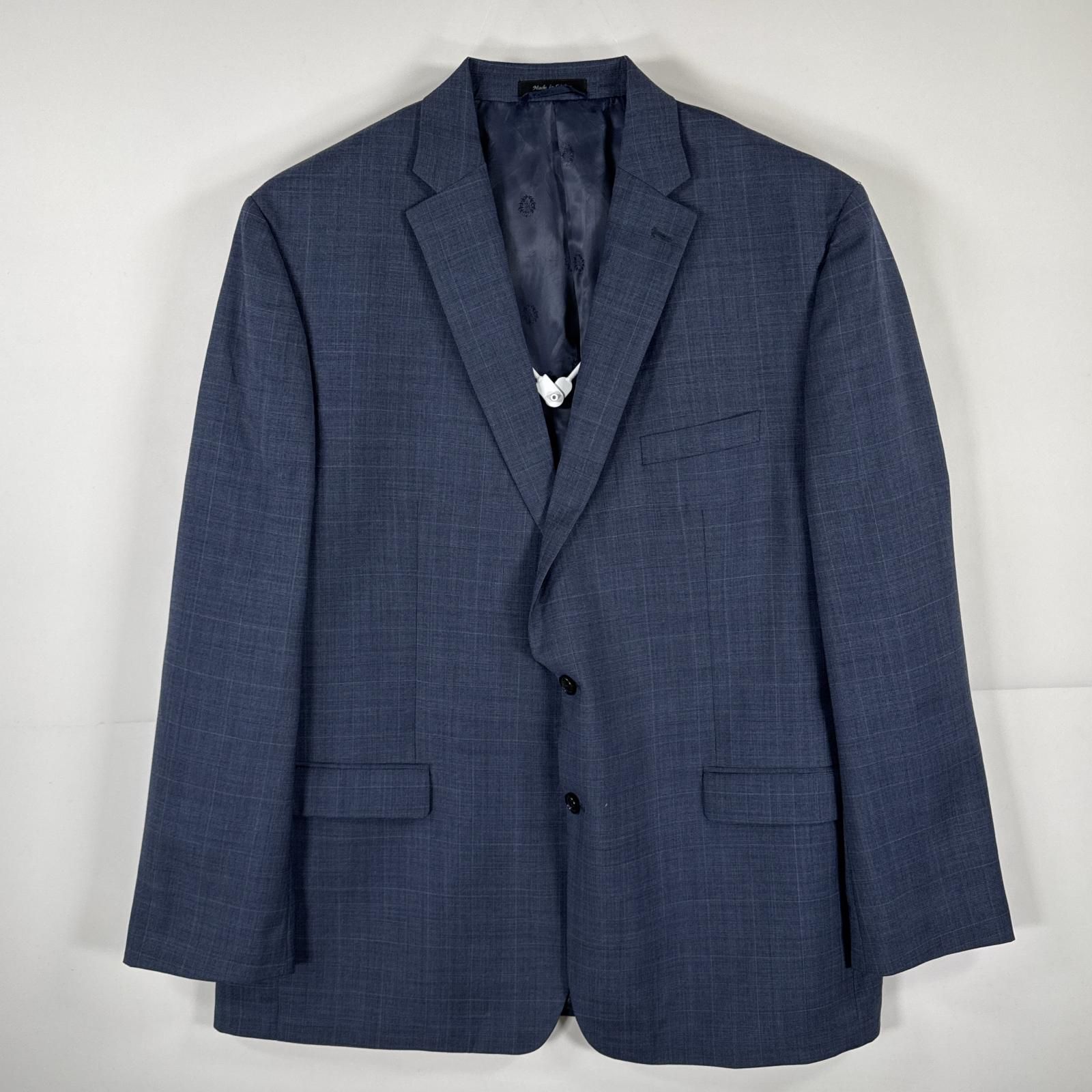 USA古着 ラルフローレン RALPH LAUREN テーラードジャケット ブレザー スーツ 大きいサイズ 50 ブルー系 チェック メンズ