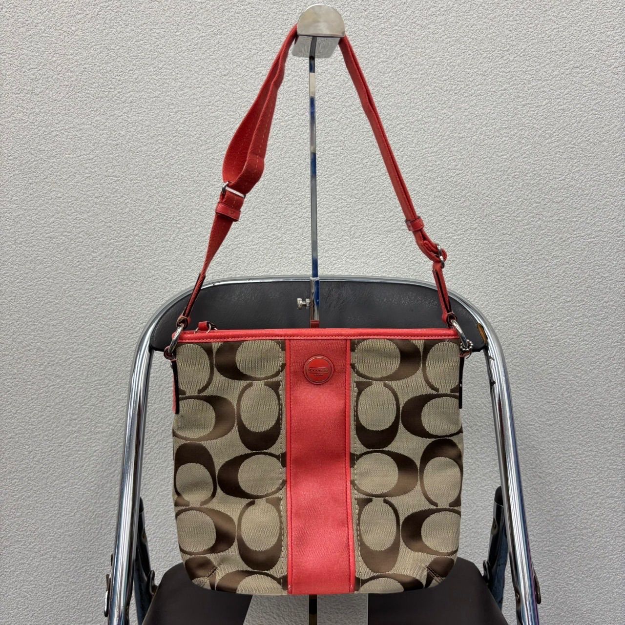 COACH ショルダーバッグ シグネチャー キャンバス コーラルピンク 1162 