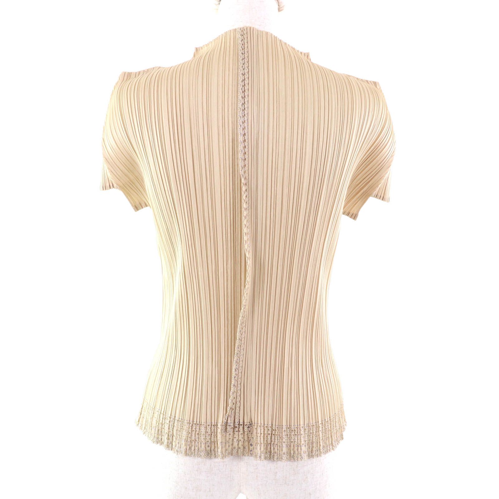 か*や様 レディース3 プリーツプリーズ イッセイミヤケ 半袖スキッパーシャツ レディース3 プリーツプリーズ イッセイミヤケ 半袖スキッパー