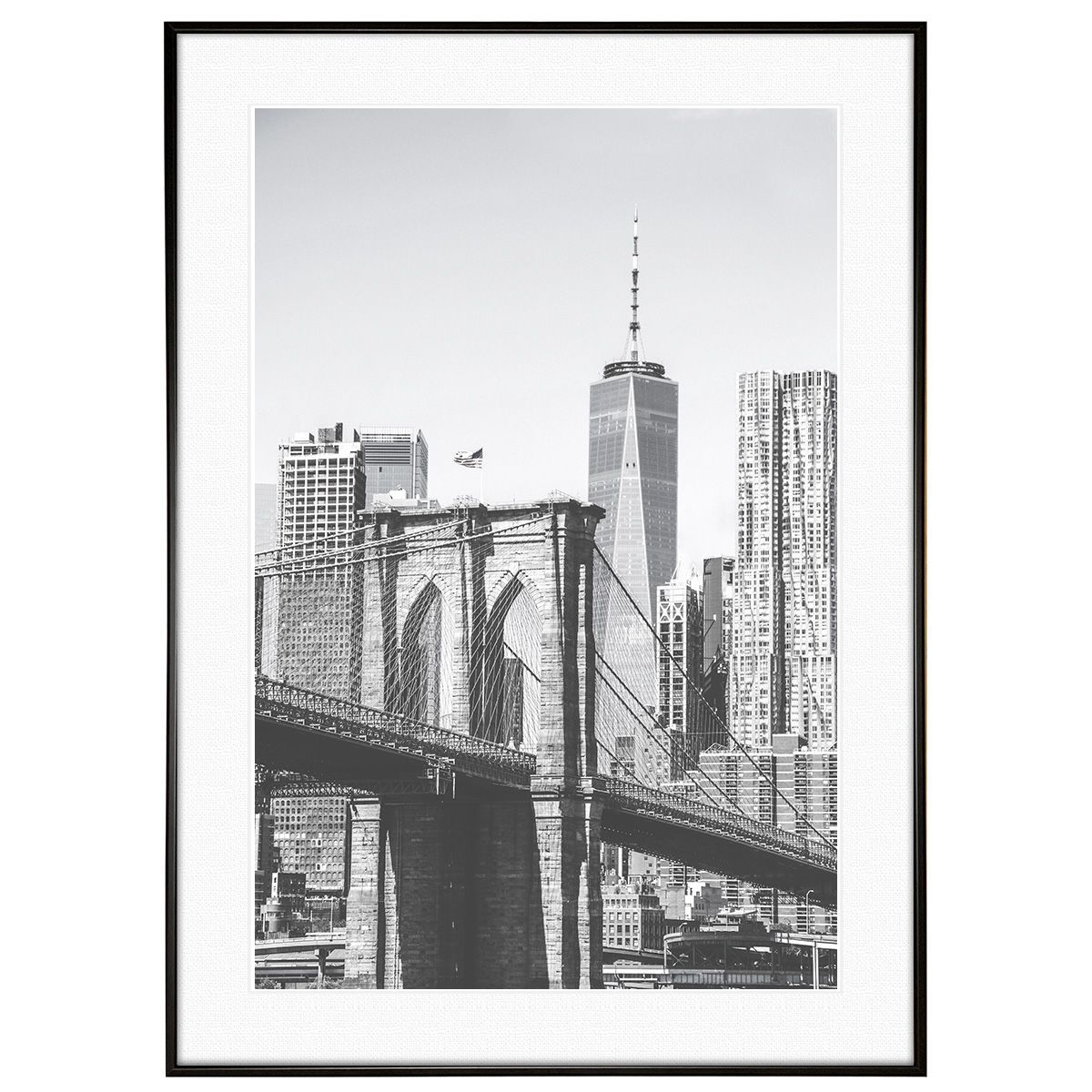 アメリカ写真 ニューヨーク ブルックリンブリッジ インテリアアートポスター写真額装 AS0864