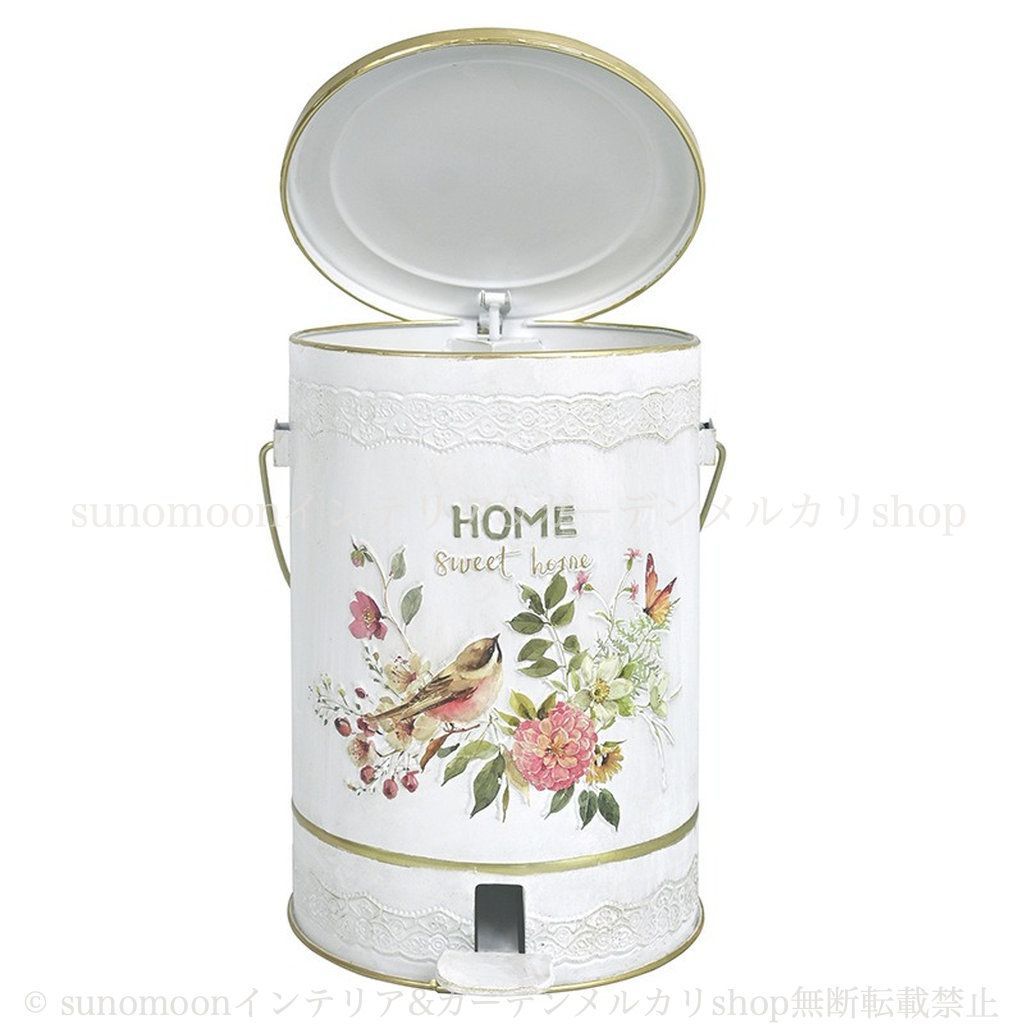 鳥 ホワイト ダストボックス 雑貨 ガーデンインテリア ガーデニング 庭の装飾 ガーデン雑貨 鉄 インテリア 蝶 エレガント ヨーロッパ風 おしゃれ ゴミ箱 お洒落 庭用 8-14 ガーデン 花 NEXPOTALLINN_EU