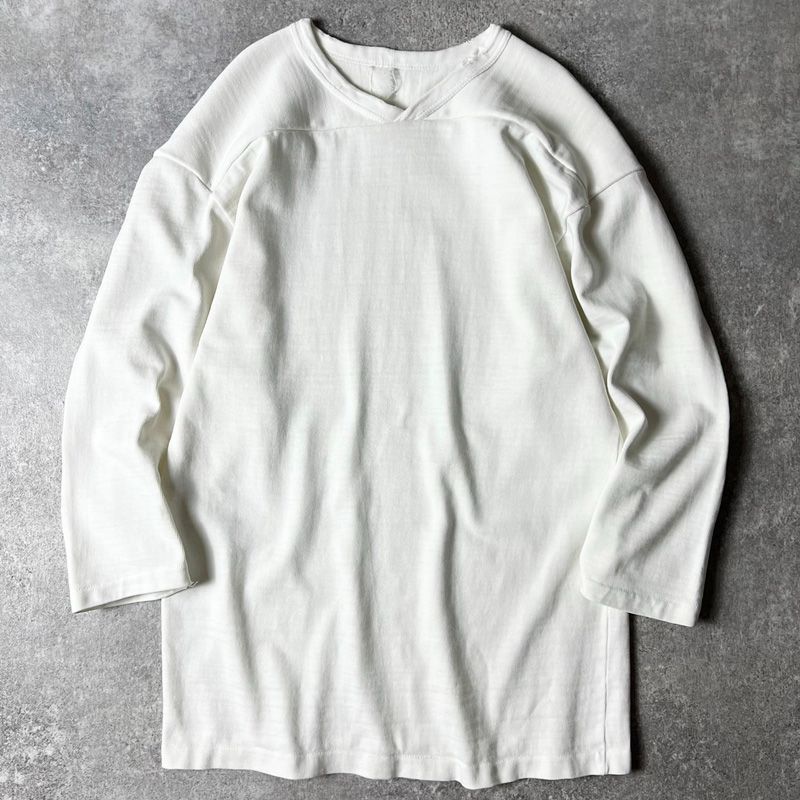 70s Unknown 無地 七分袖 フットボール Tシャツ / 70年代 ビンテージ 白 ホワイト シングル ステッチ 7分袖