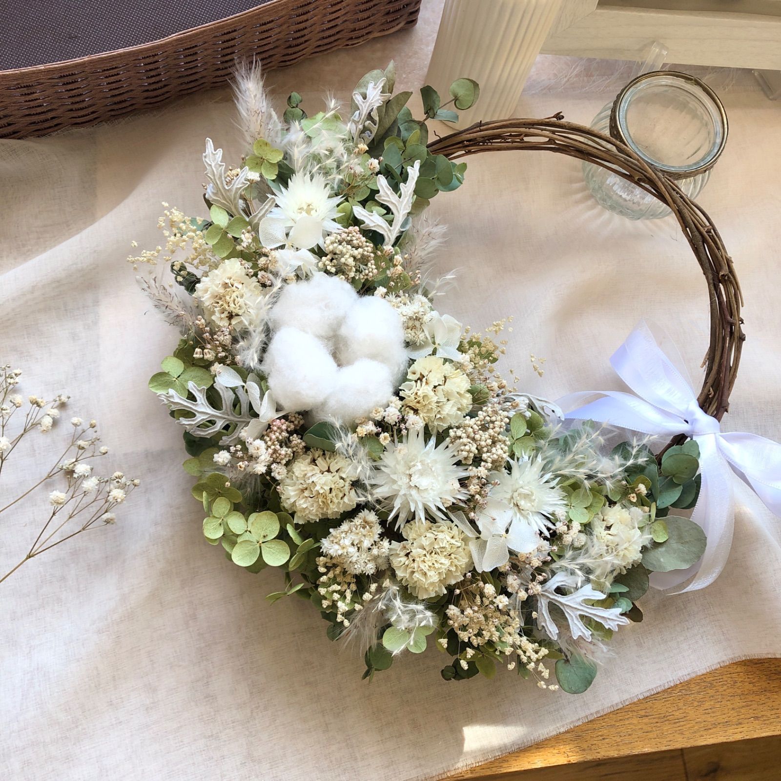 sold小花たっぷりドライフラワーリース Natural＊ピンクの小花のリース