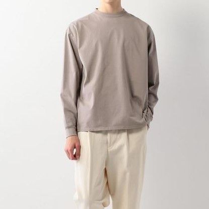 Steven Alan スティーブンアラン 日本製 LIGHT HI-DENS CREW NECK TEE ハイデンスクルーネックロングスリーブTシャツ 8112-241-0125 S グレージュ 長袖 カットソー トップス g10234