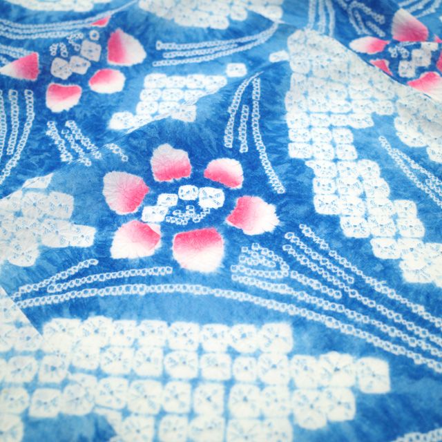 中古】 夏物 本場有松鳴海絞り 浴衣 リサイクル 有松 ゆかた 絞り 木綿  