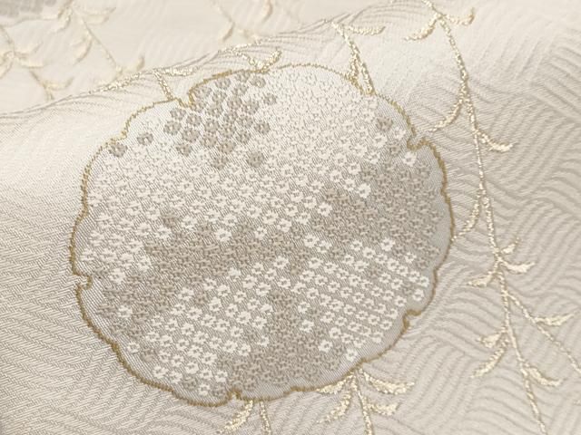 平和屋着物□極上 西陣の名門 加納幸謹製 六通柄袋帯 雪輪鹿の子文