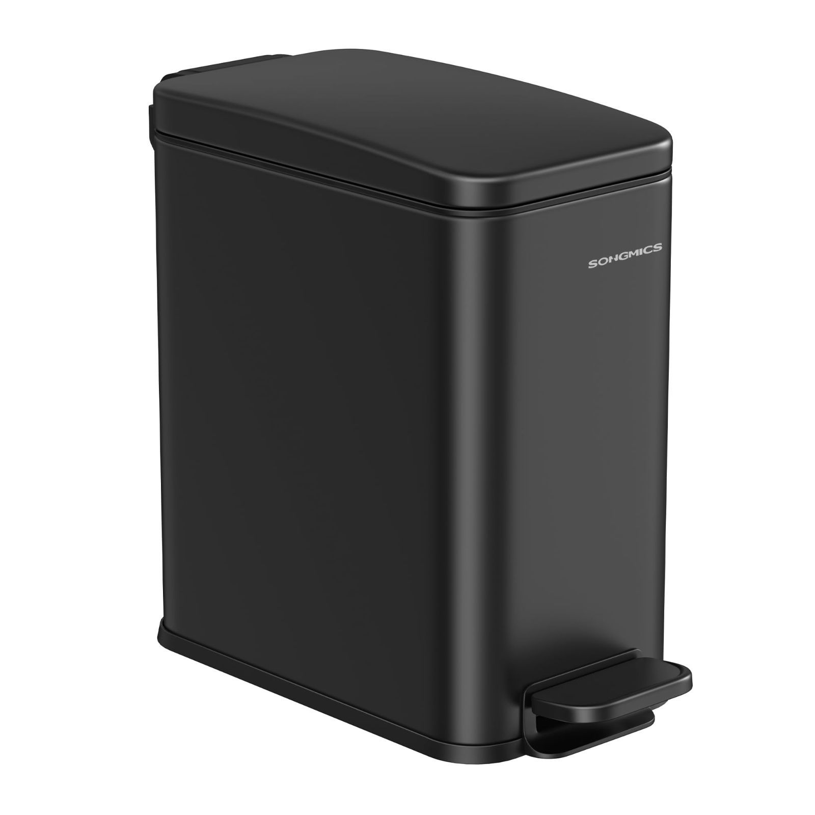 Color ブラック_Size 10L SONGMICS ゴミ箱 スリム 幅17cm 蓋付き 10L ペダル式 小さいダストボックス キッチン リビング 洗面所隙間用 音が静か 袋が見えない 省ペース ステンレス製防水 内バケツ有り おしゃれ ブラック LTB