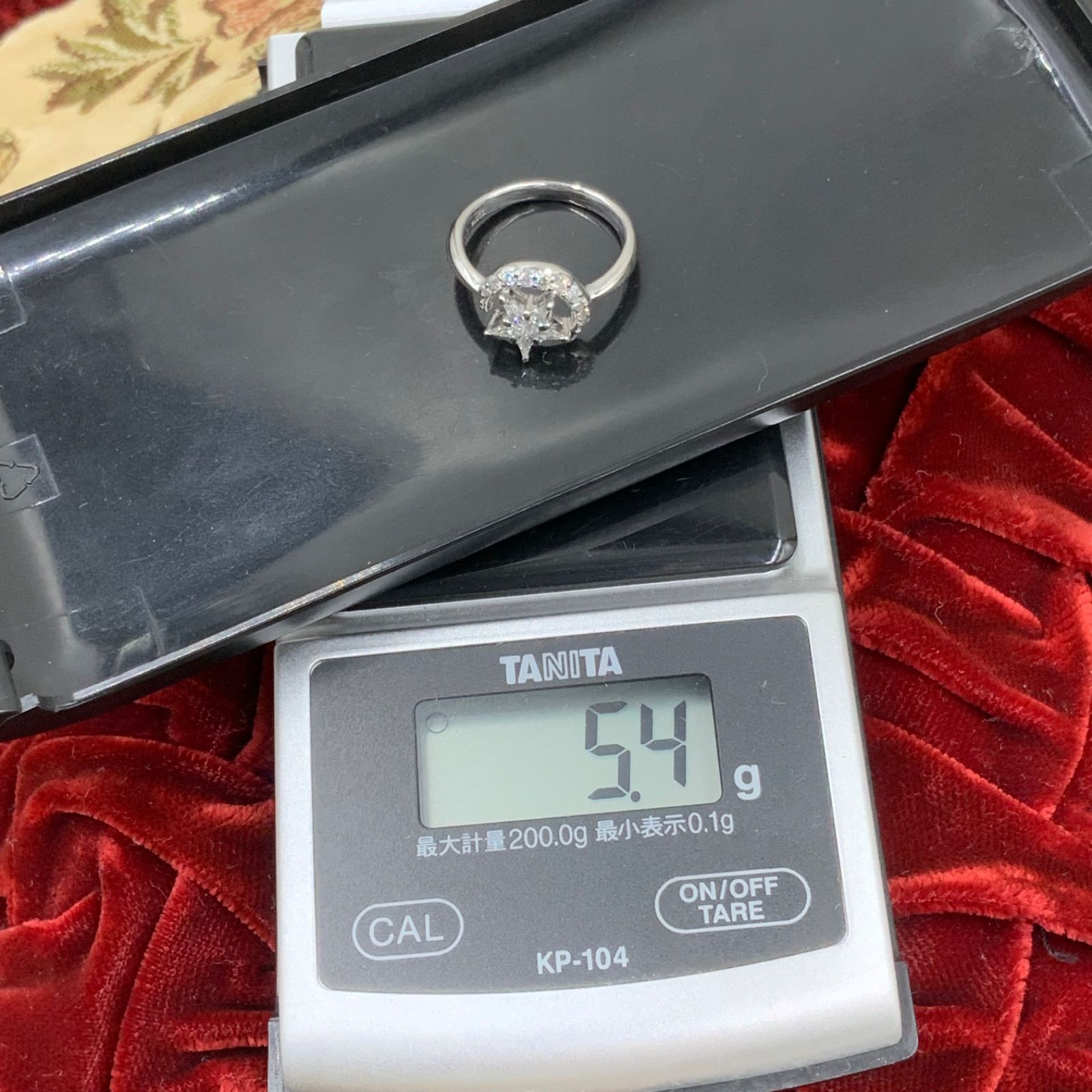 pt900 ダイヤモンドリング 5.4g スターデザイン 約10.5号 0.33ct 