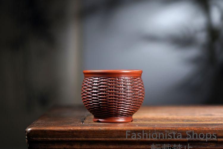 紫砂竹編み鉢 盆栽鉢 植木鉢 小品盆栽鉢 大品盆栽鉢ml330cp18