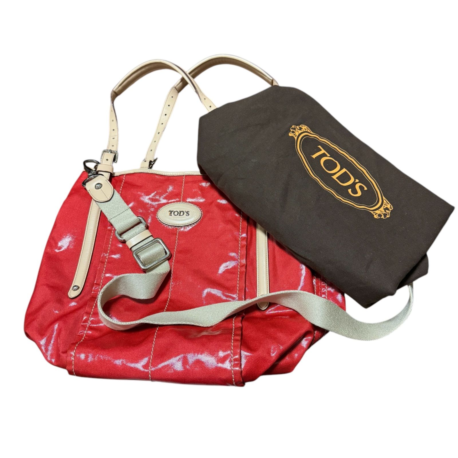 【TOD'S】セラ　2wayバッグ ショルダーバッグ　レッド　ゴールド金具 TOD'S】セラ 2wayバッグ ショルダーバッグ レッド ゴールド金具