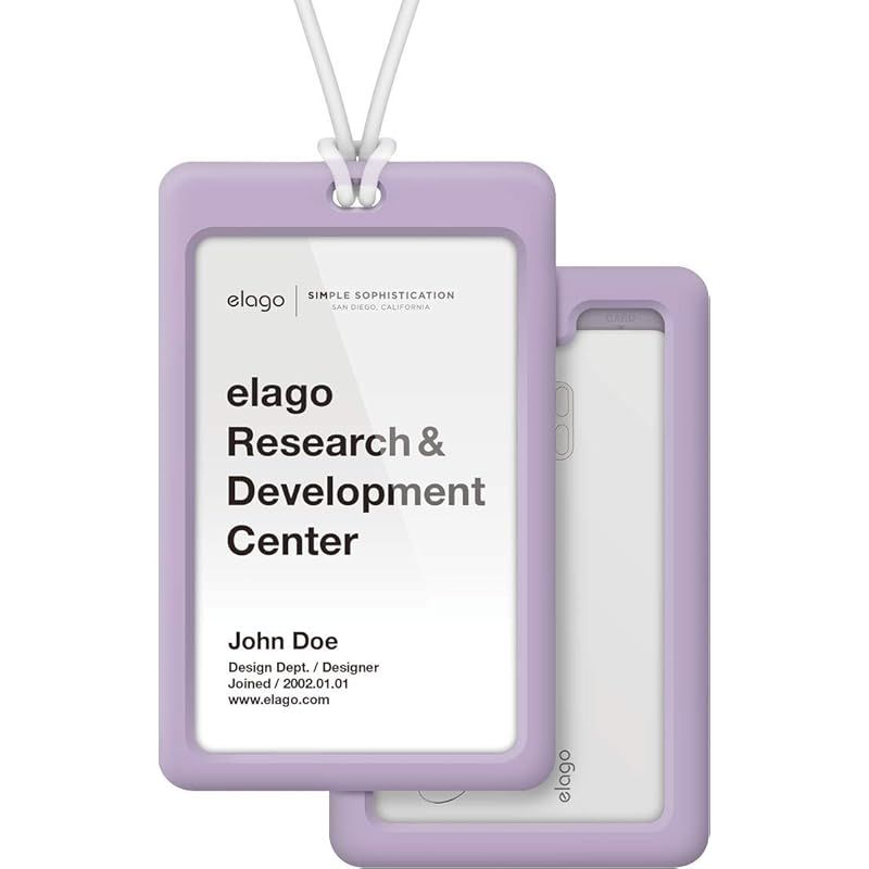 【elago】 ID4 パスケース 縦型 IDカードホルダー シリコン × ポリカーボネート ハード ケース ネックストラップ 付き [ 各種 クレジットカード サイズ/社員証 対応 ] ラベンダー/トランスパレン