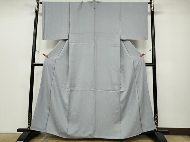 平和屋着物 上質な色無地 跳兎地紋 牡丹鼠色 鈴乃屋扱い 正絹 CAAY4997ut