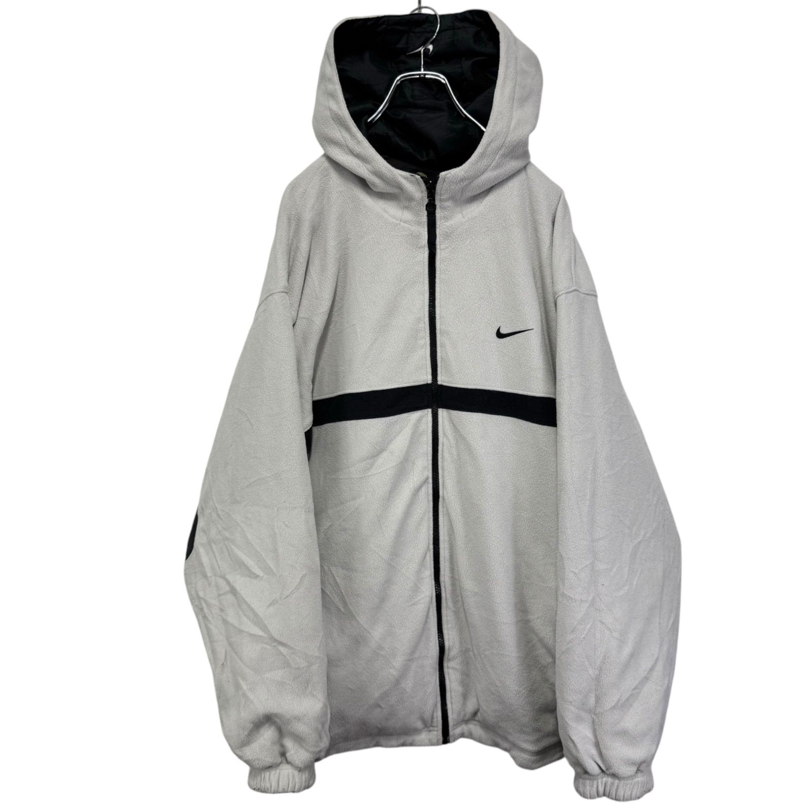 00s NIKE reversible jacketナイロン フリース ラグラン Vintage 00s Nylon Colour-Block Black Nike Reversible Puffer Jacket