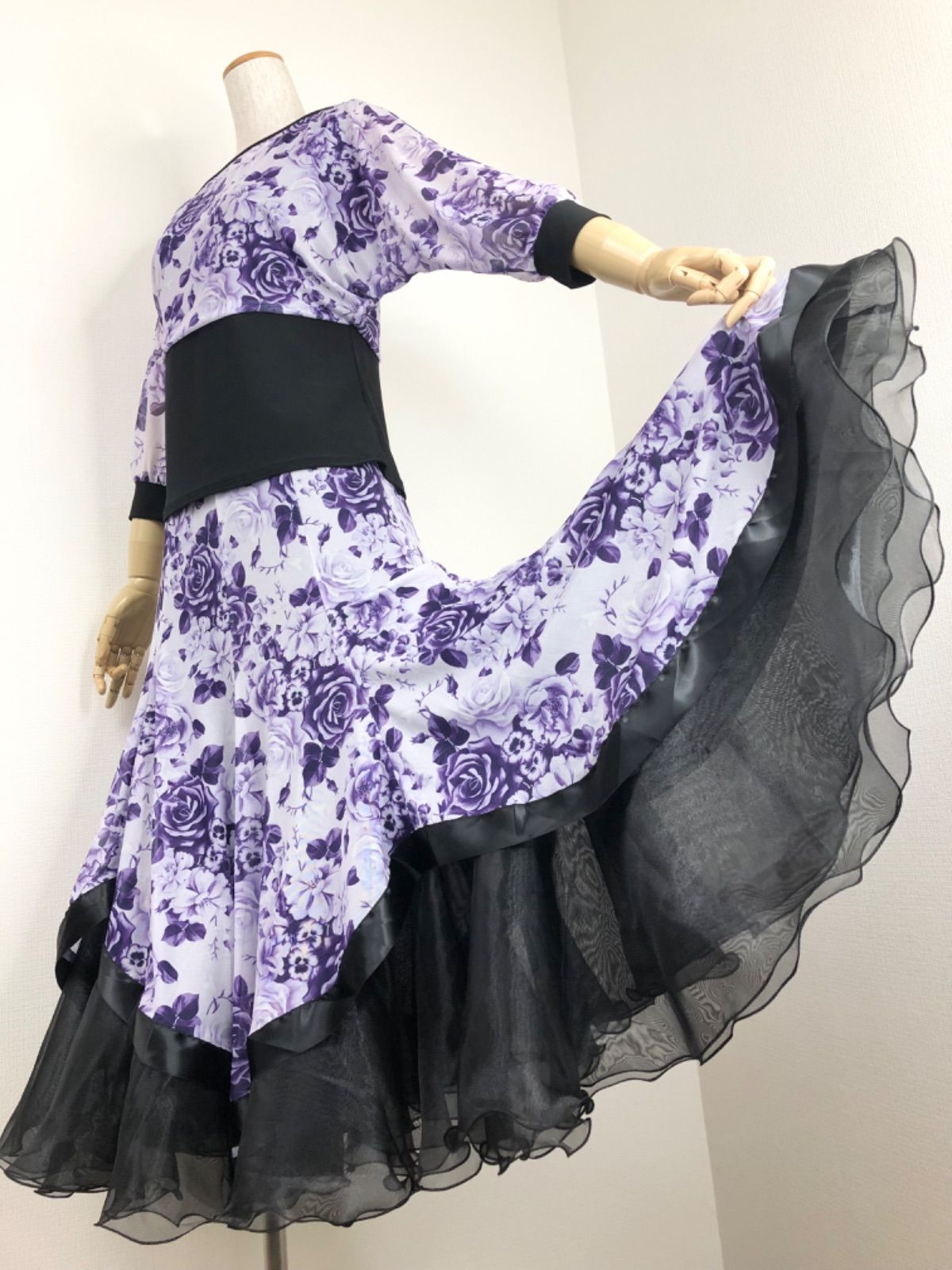 新品》社交ダンス ウエストポイント オーガンジー セットアップ