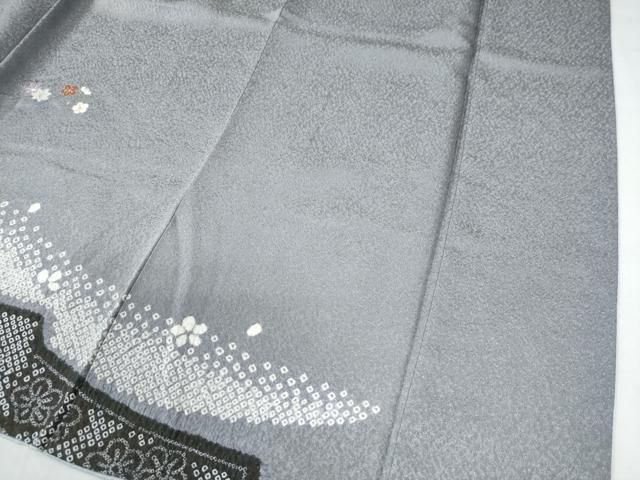 平和屋着物○訪問着 駒刺繍 絞り 源氏香 折り鶴 舞花文 銀通し地 正絹