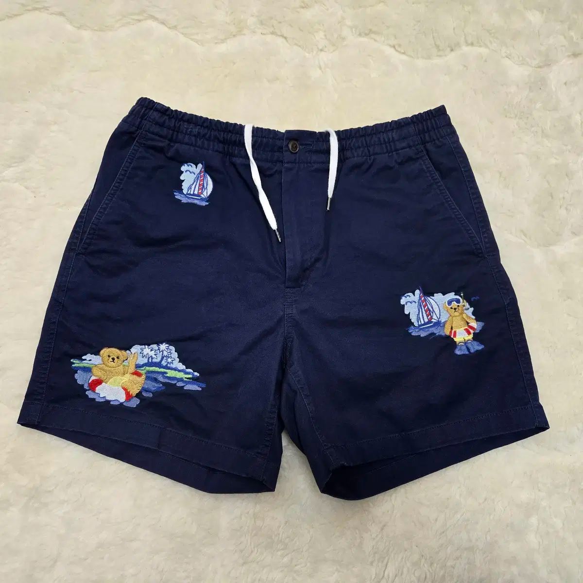M POLO RALPH LAUREN ポロラルフローレン フラップスター ポロスイムウェア エンブロイダード ネイビー
