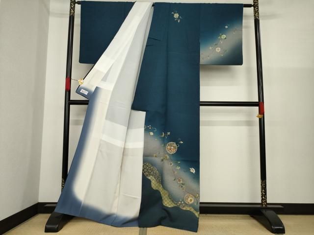 着物 付け下げ 正絹 雪輪 刺繍 暈し染め 上品なデザイン U-7084 着物 付け下げ 正絹 雪輪 刺繍 暈し染め 上品なデザイン U-7084