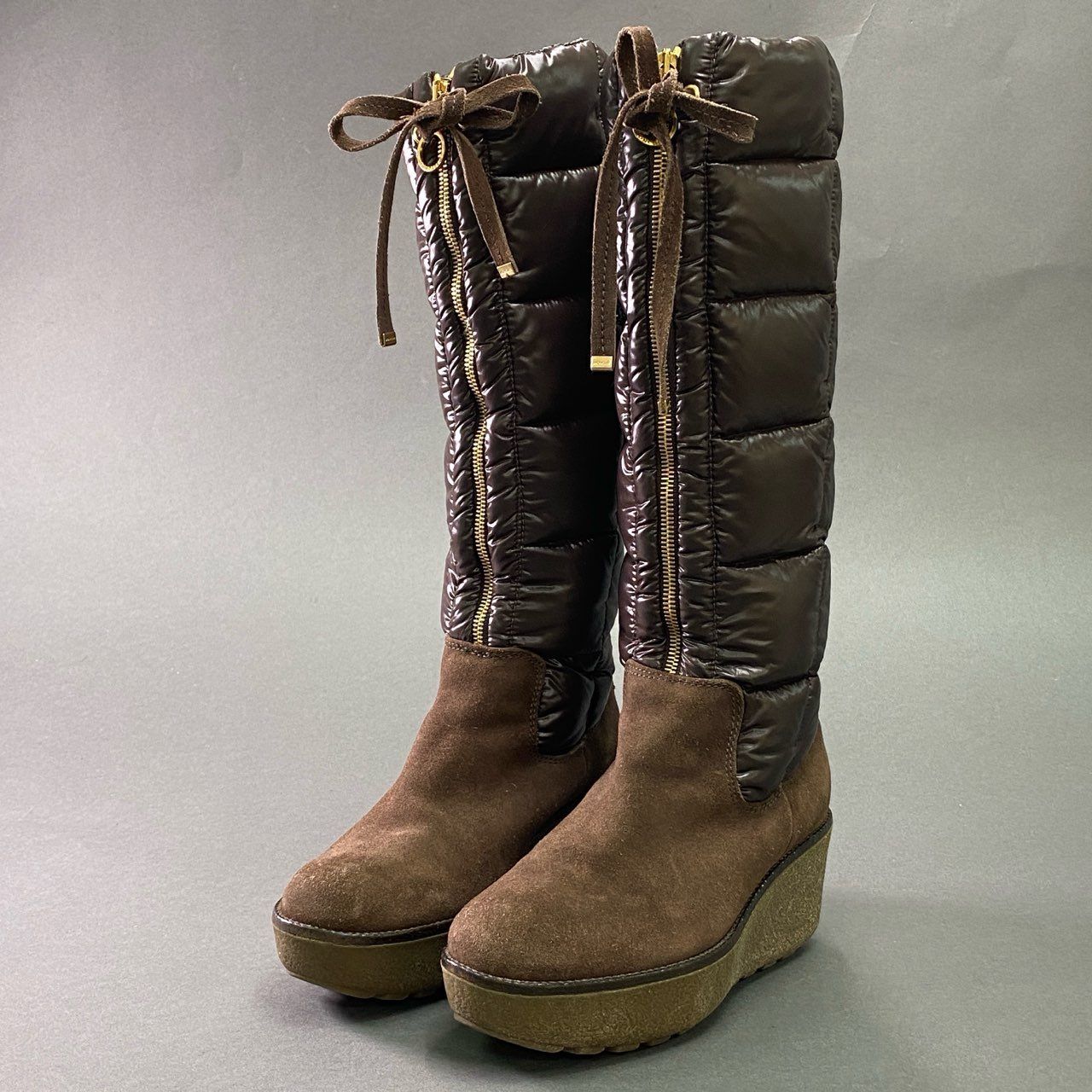 1e16 MONCLER モンクレール フロントジップ ロングダウンブーツ 37  