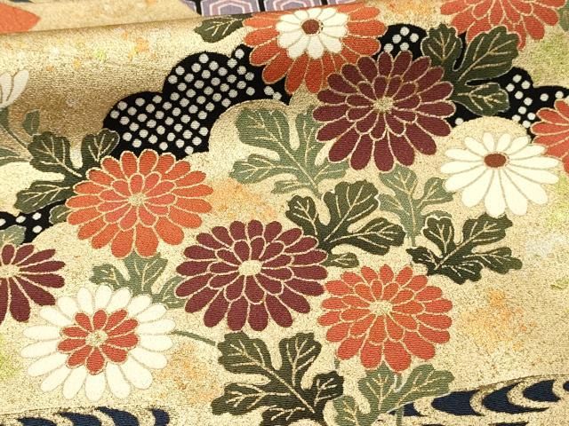 平和屋着物□豪華黒留袖 駒刺繍 扇面飛鶴花文 金彩 正絹 逸品