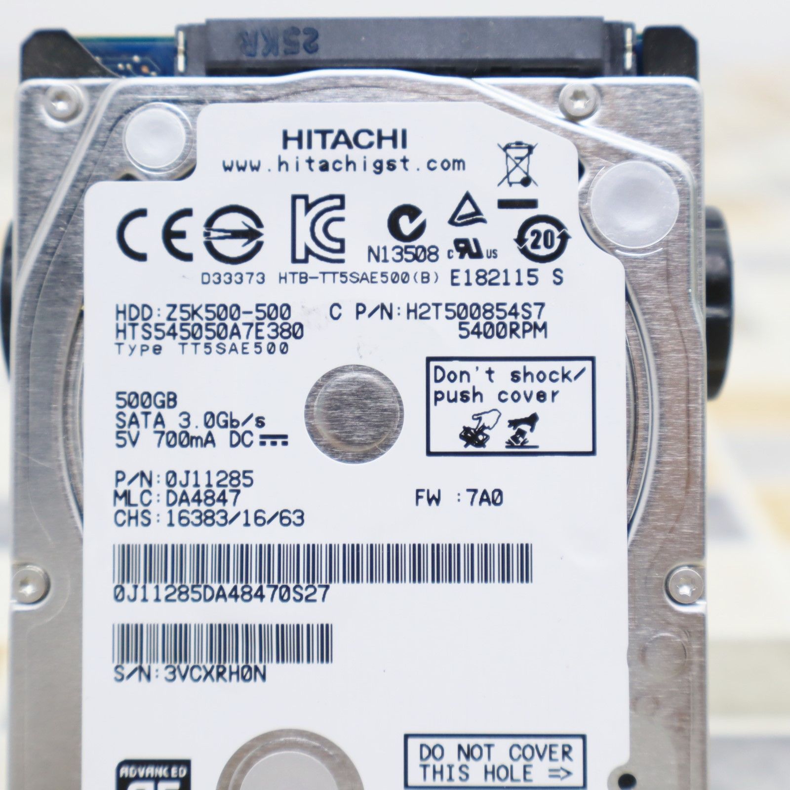 【中古-非常に良い】 HGSTジャパン (500GB) HTS545050A7E380 (2.5HDD 5400rpm 7mm) Travelstar Z5K500 HTS545050A7E380 500GB HGST 246時間 非常に良い Tested