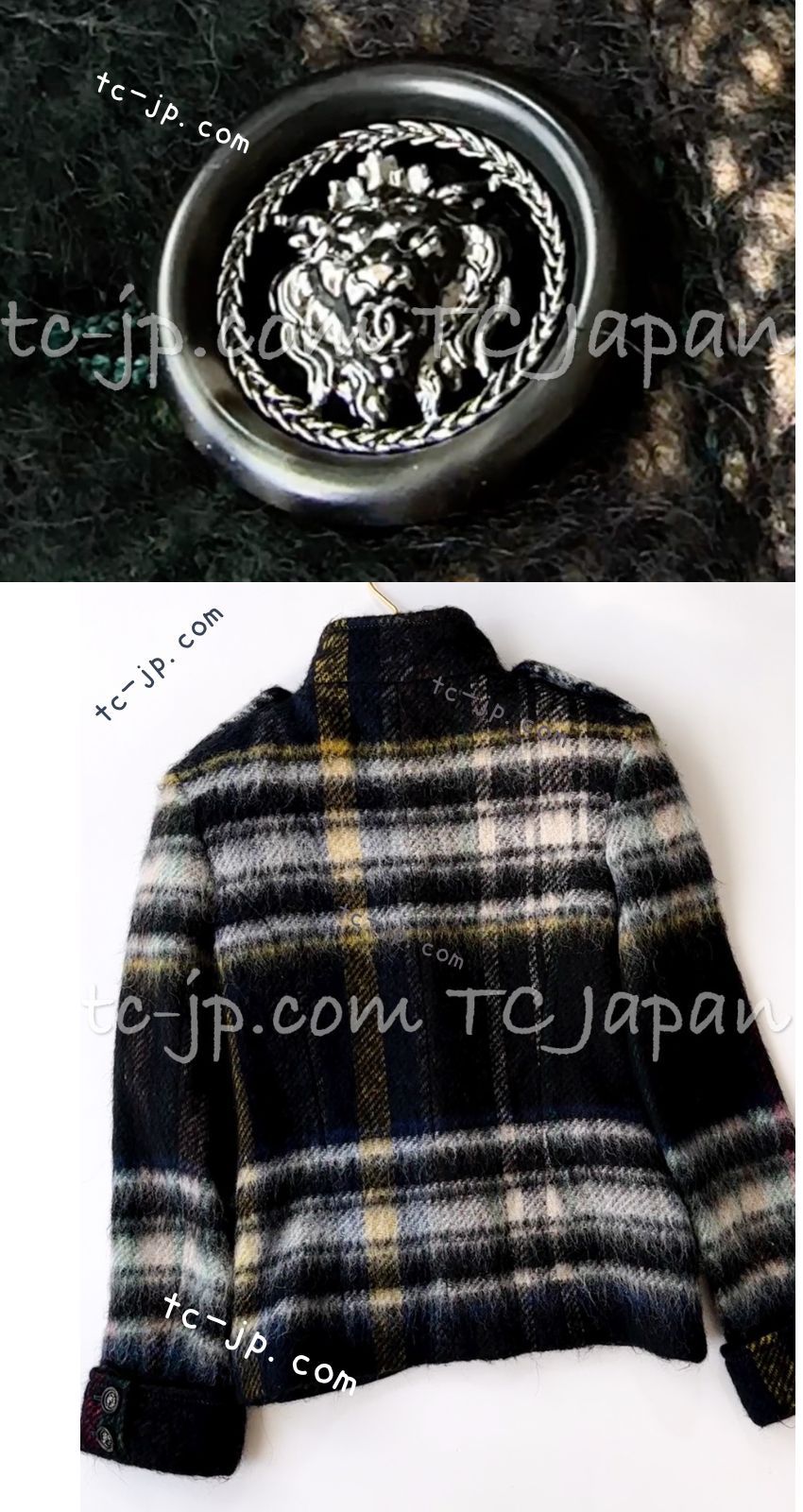 シャネル ジャケット CHANEL グリーン ミックス ウール アルパカ