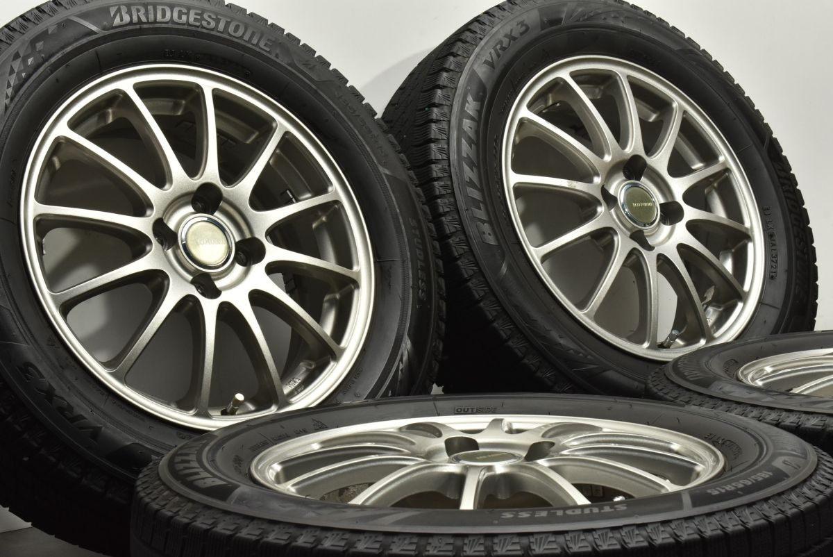 バリ溝 エコフォルム 15in 5.5J 45 PCD100 ブリヂストン ブリザック VRX3 185 65R15 フリード ノート MAZDA2 デミオ スタッドレス